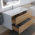 Тумба с раковиной Uperwood Barsa 90, подвесная, белая, дуб сонома. Фото 1