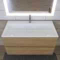 Тумба с раковиной Uperwood Barsa 90, подвесная, белая, дуб сонома. Фото 4