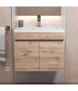 Тумба с раковиной Uperwood Eva 50, подвесная, крафт табачный, с дверцами