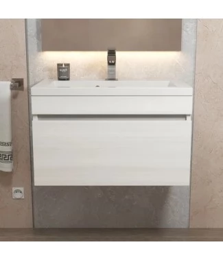 Тумба с раковиной Uperwood Eva 60, подвесная, дуб харбор белый, с ящиком