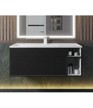 Тумба с раковиной Uperwood Lotus Premium подвесная 100, черная