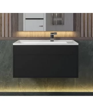 Тумба с раковиной Uperwood Lotus Premium подвесная 80, черная