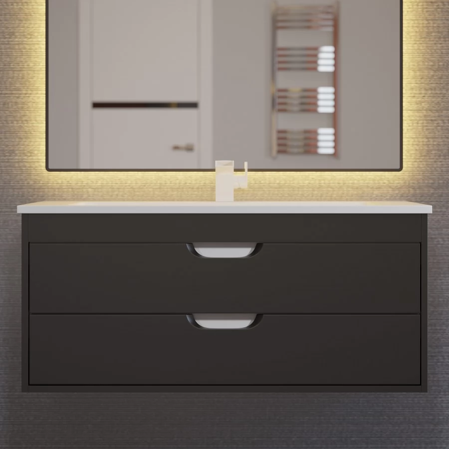 Тумба с раковиной Uperwood Modul 100, подвесная, черная