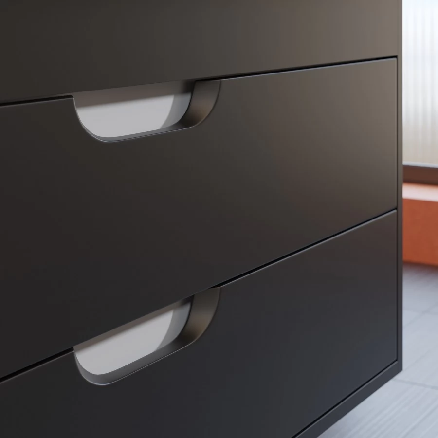 Тумба с раковиной Uperwood Modul 100, подвесная, черная. Фото 7