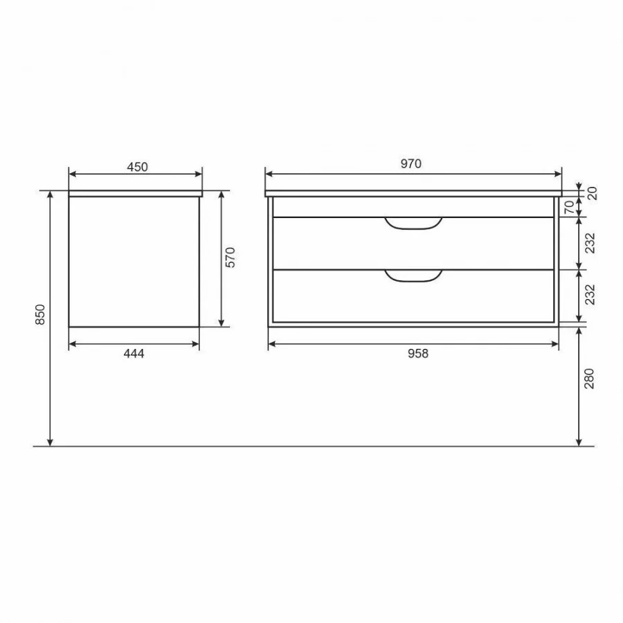 Тумба с раковиной Uperwood Modul 100, подвесная, черная. Фото 1