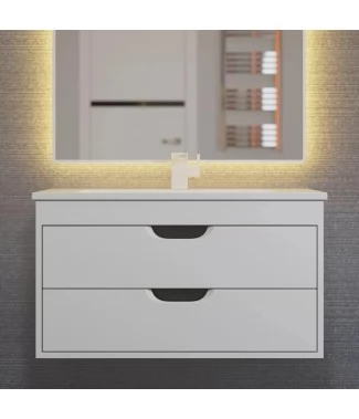 Тумба с раковиной Uperwood Modul 80, подвесная, белая, графит