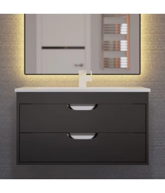 Тумба с раковиной Uperwood Modul 80, подвесная, черная