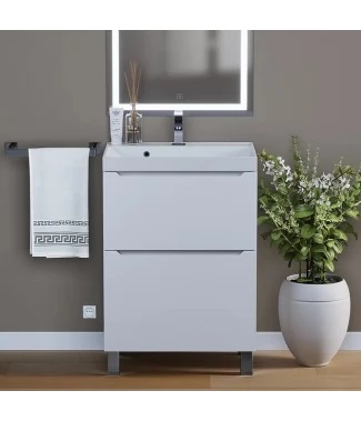 Тумба с раковиной Uperwood Tanos 60, напольная, белая, 2 ящика