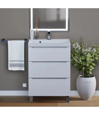 Тумба с раковиной Uperwood Tanos 60, напольная, 3 ящика, белая