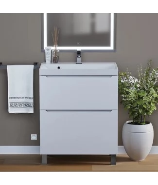 Тумба с раковиной Uperwood Tanos 70, напольная, белая, 2 ящика
