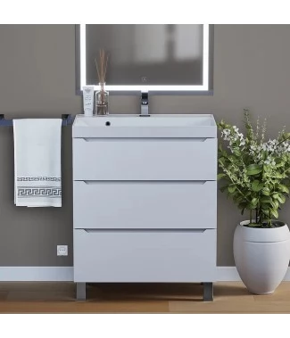 Тумба с раковиной Uperwood Tanos 70, напольная, 3 ящика, белая
