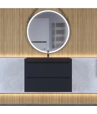 Тумба с раковиной Uperwood Tanos-Classic Quartz 80, подвесная, черная, уголь