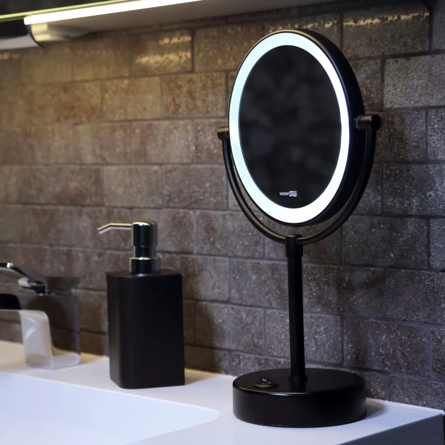 Зеркало Wasserkraft с LED-подсветкой двухстороннее, с 3-х кратным увеличением K-1005BLACK. Фото 1