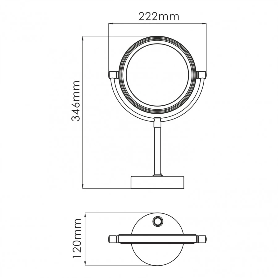 Зеркало Wasserkraft с LED-подсветкой двухстороннее, с 3-х кратным увеличением K-1005BLACK. Фото 2