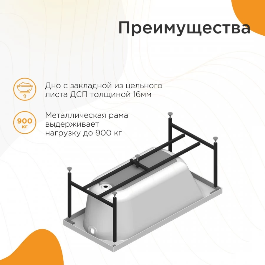 Акриловая ванна Radomir Vanessa Николь 180х80 с каркасом. Фото 4