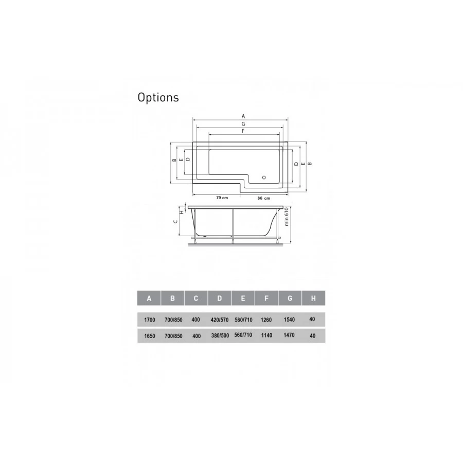 Акриловая ванна Vayer Options Гл000023295 165x85 асимметричная. Фото 3