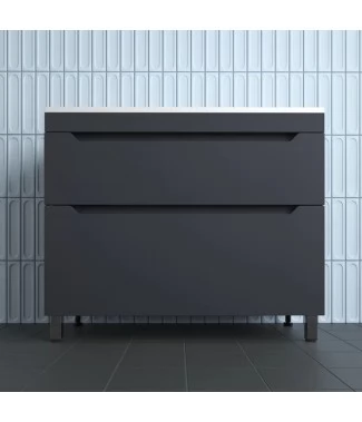 Тумба с раковиной Style Line Остин 100, напольная, Plus, 2 ящика, графит