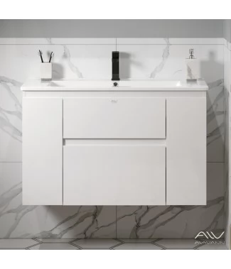 Тумба с раковиной Alavann Eva 100, подвесная, белая