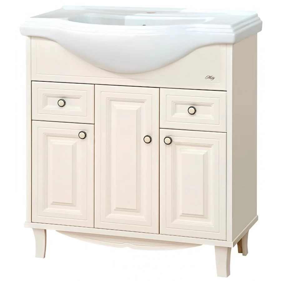 Тумба с раковиной Misty Шармель 80 светло-бежевая эмаль. Фото 5