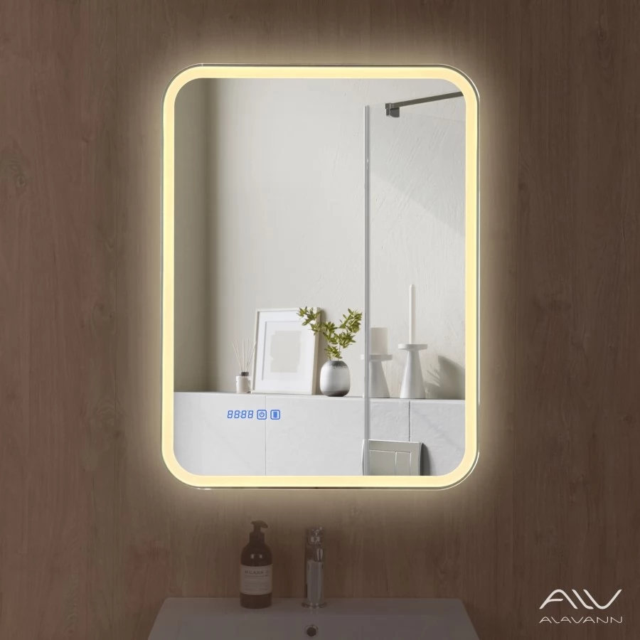 Зеркало-шкаф Alavann Cosmetic (Косметик) Лайт Плюс 60x80 с подсветкой и сменой цвета, часами и подогревом. Фото 5