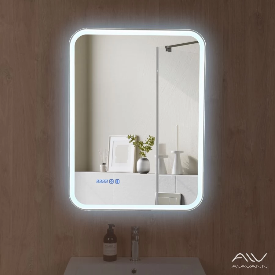 Зеркало-шкаф Alavann Cosmetic (Косметик) Лайт Плюс 60x80 с подсветкой и сменой цвета, часами и подогревом. Фото 6