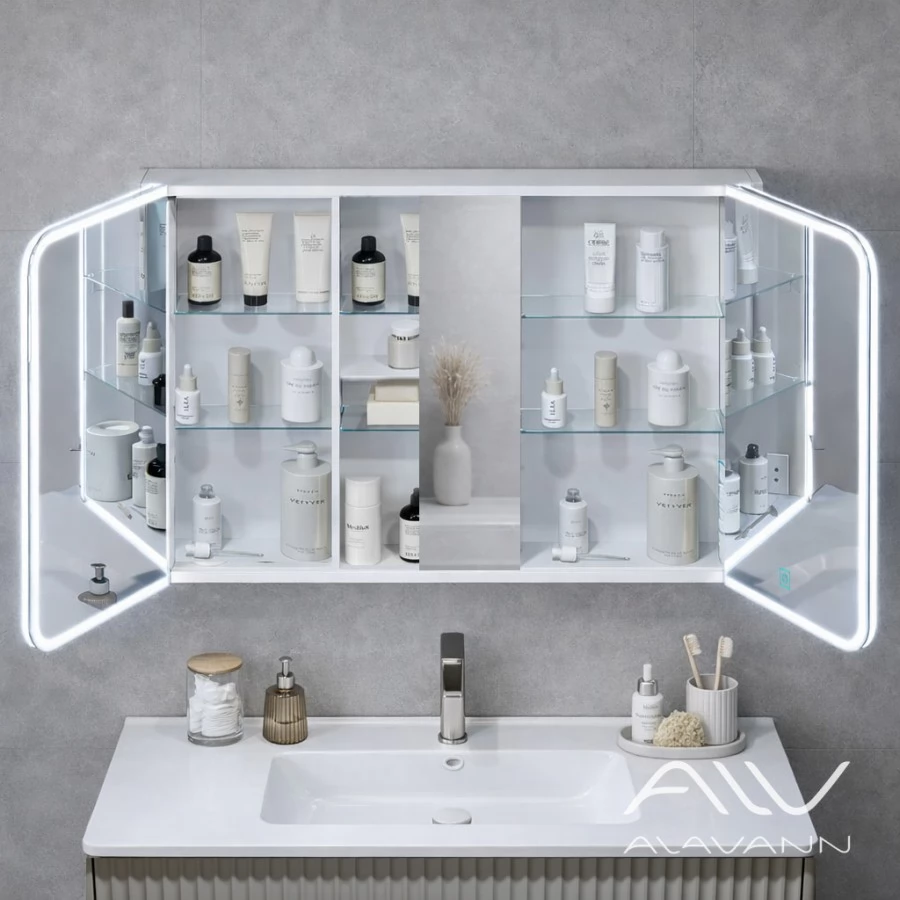 Зеркало-шкаф трюмо Alavann Cosmetic (Косметик) Лайт 120 с подсветкой