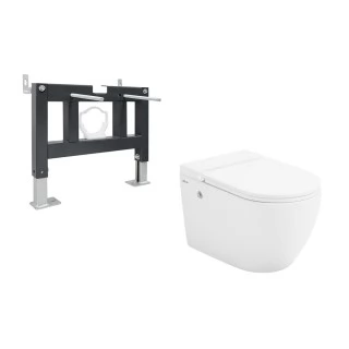 Комплект Abber Bequem AC1108P-AC0101P, Унитаз подвесной безободковый, с импульсным смывом и микролифтом + Система инсталляции