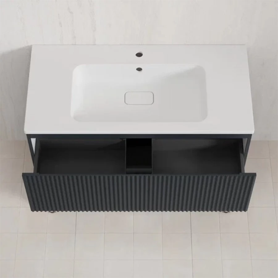 Тумба с раковиной Style Line Марокко 100 напольная, графит  ( ум. Соул 100, кварц жасмин). Фото 3