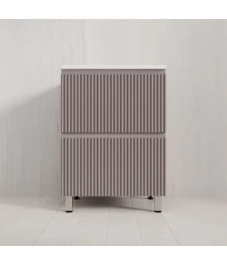 Тумба с раковиной Style Line Марокко 60 напольная, тауп темный  ( ум. Line 60, кварц антрацит)