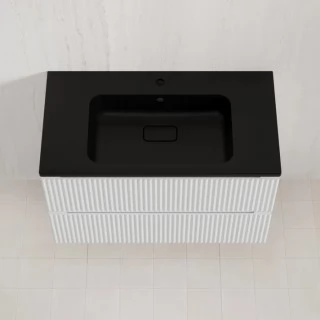 Тумба с раковиной Style Line Марокко 90 подвесная, белый матовый  ( ум. Соул 90, кварц антрацит)