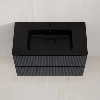 Тумба с раковиной Style Line Марокко 90 подвесная, графит  ( ум. Соул 90, кварц антрацит)