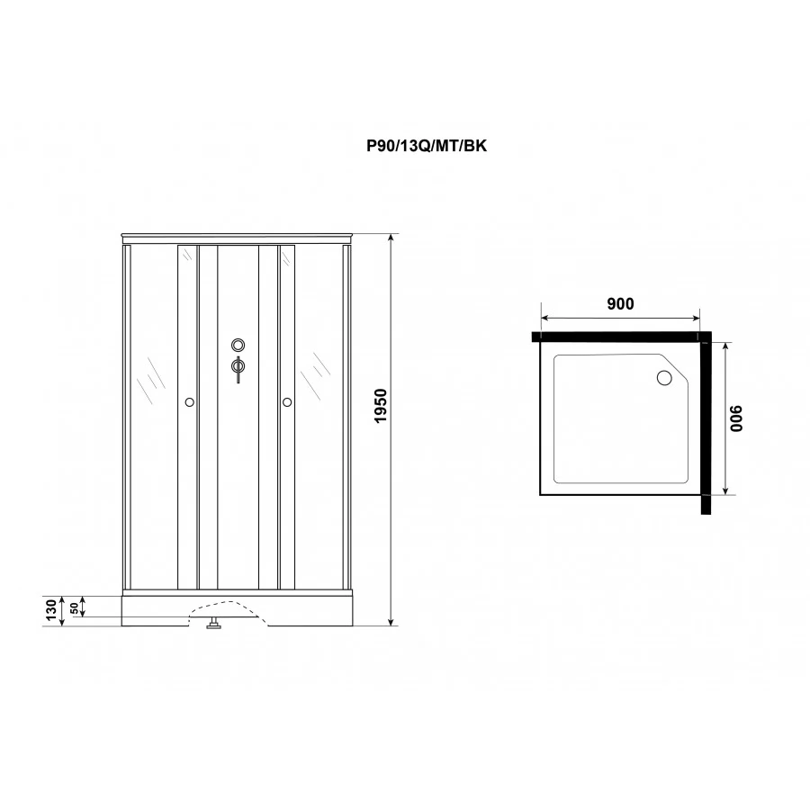 Душевая кабина Niagara Promo P90/13Q/MT/BK 90x90. Фото 9
