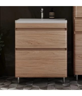 Тумба с раковиной Style Line Атлантика 70 Люкс Plus напольная, ясень перламутр
