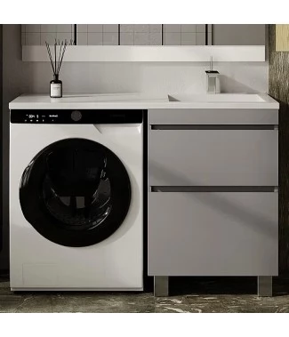 Тумба с раковиной Style Line Даллас Леон 120 R Люкс Plus 2 ящика напольная, серая