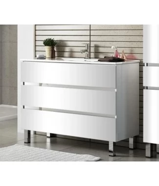 Тумба с раковиной SanVit Кубэ-3 100 белый глянец