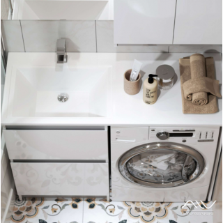 Тумба с раковиной Alavann Soft Silver 120 белая