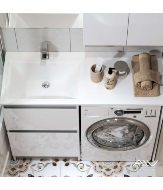 Тумба с раковиной Alavann Soft Silver 120 белая