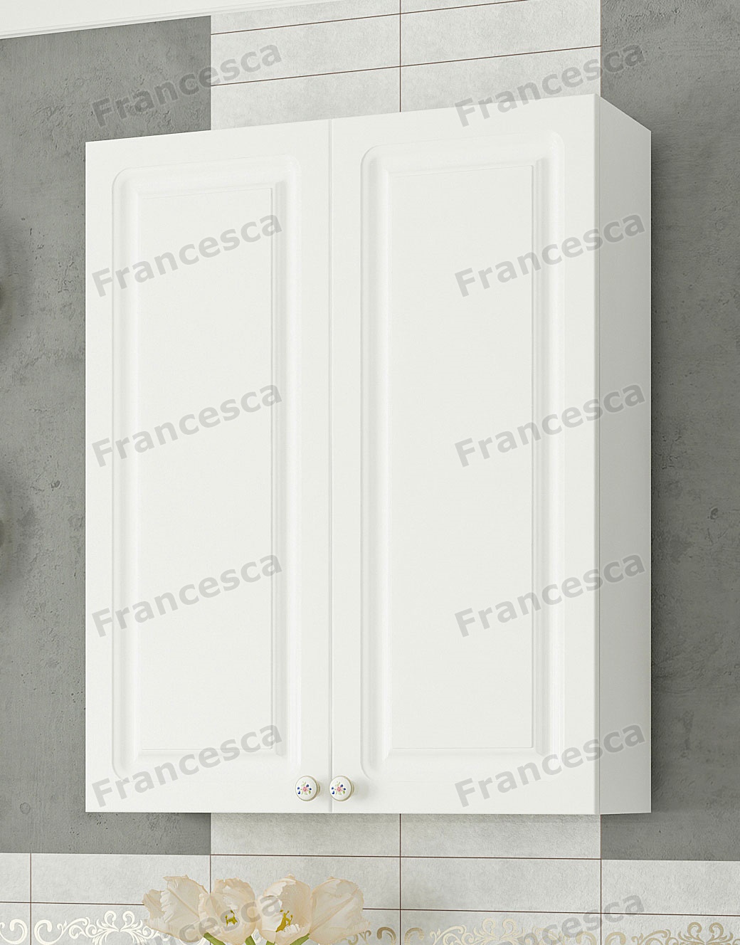 Шкаф навесной Francesca Империя 60 белый (2дв.)
